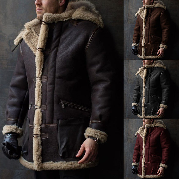 Men's lambskin coat with hood and practical pockets Lisslune