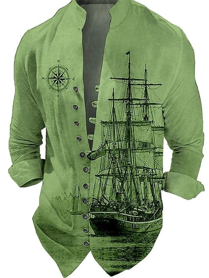 Men's vest with nostalgic maritime ship design Lisslune
