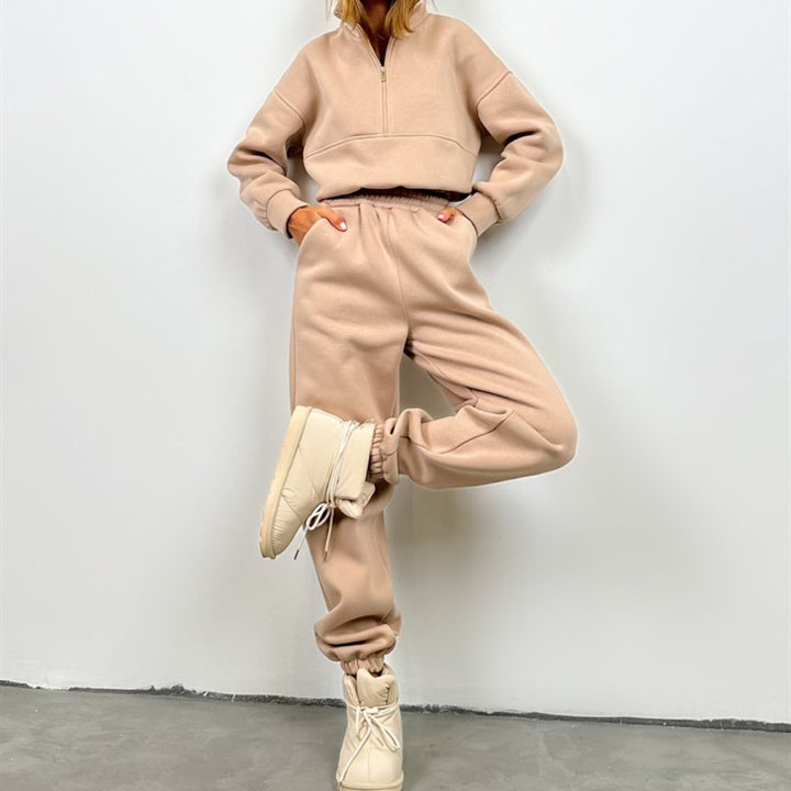 Women's sporty loungewear set with high collar and elastic waist Lisslune