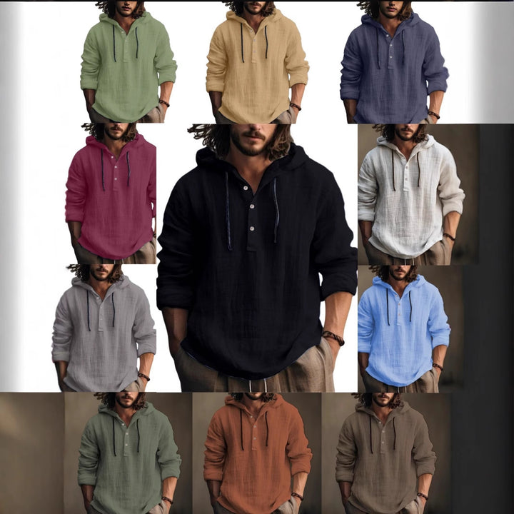Men's casual linen hoodie by Lisslune