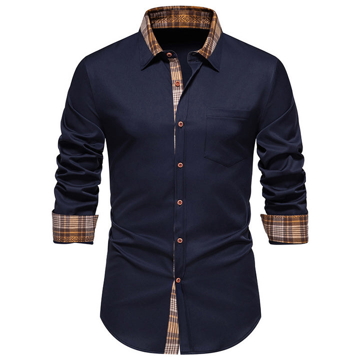 Men's Elegant Long Sleeve Shirt with Contrast Details Lisslune