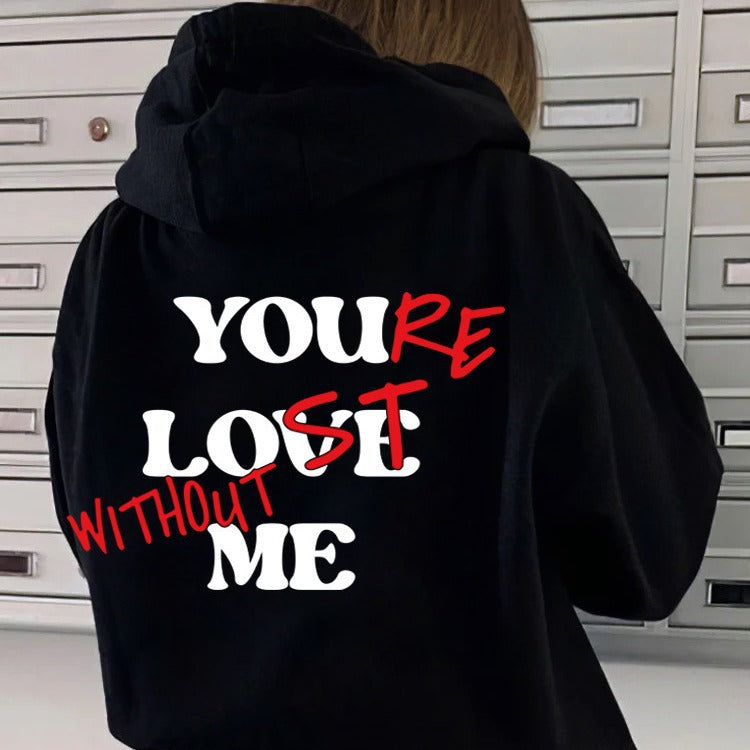 Women Oversized Hoodie with Inspirational Print Lisslune