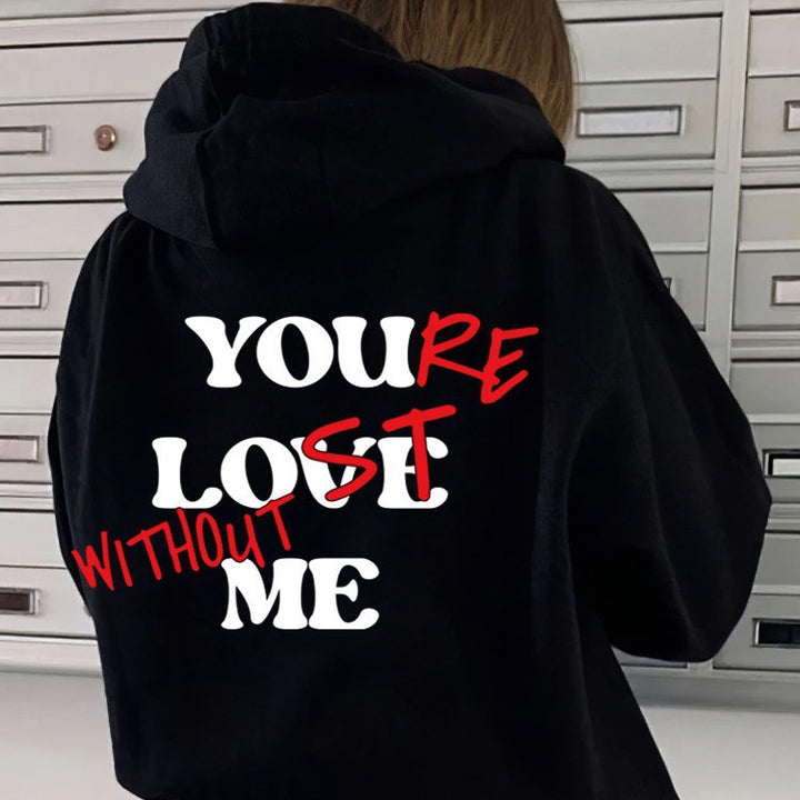 Women Oversized Hoodie with Inspirational Print Lisslune