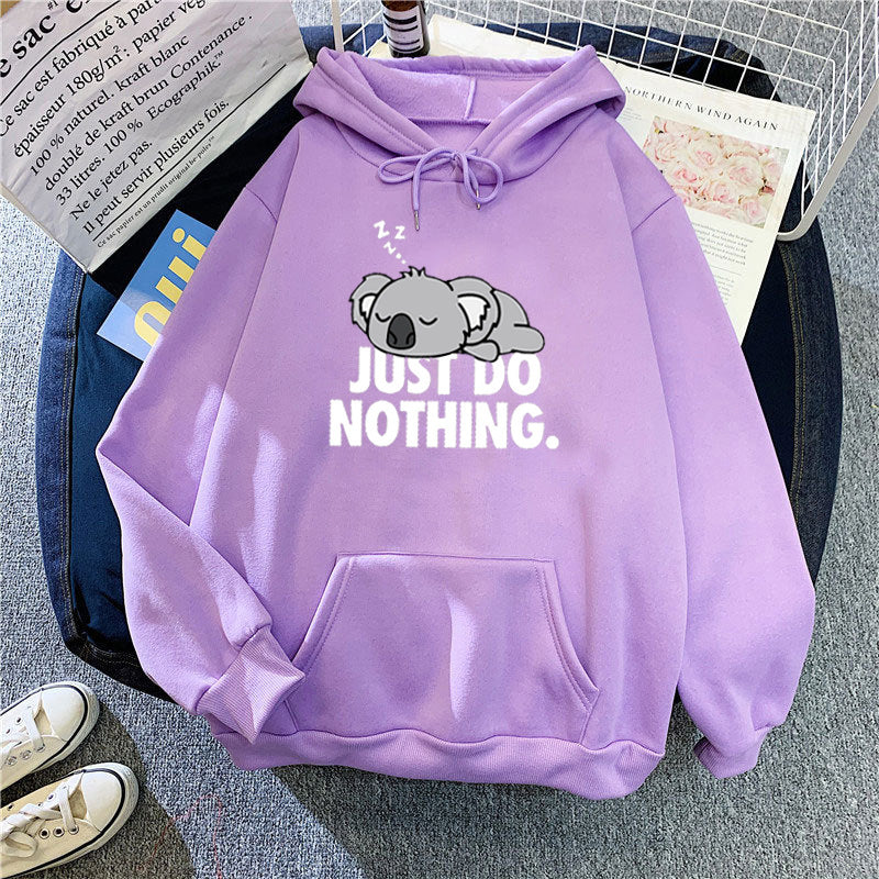 Women's hoodie with playful koala design and motivational lettering Lisslune