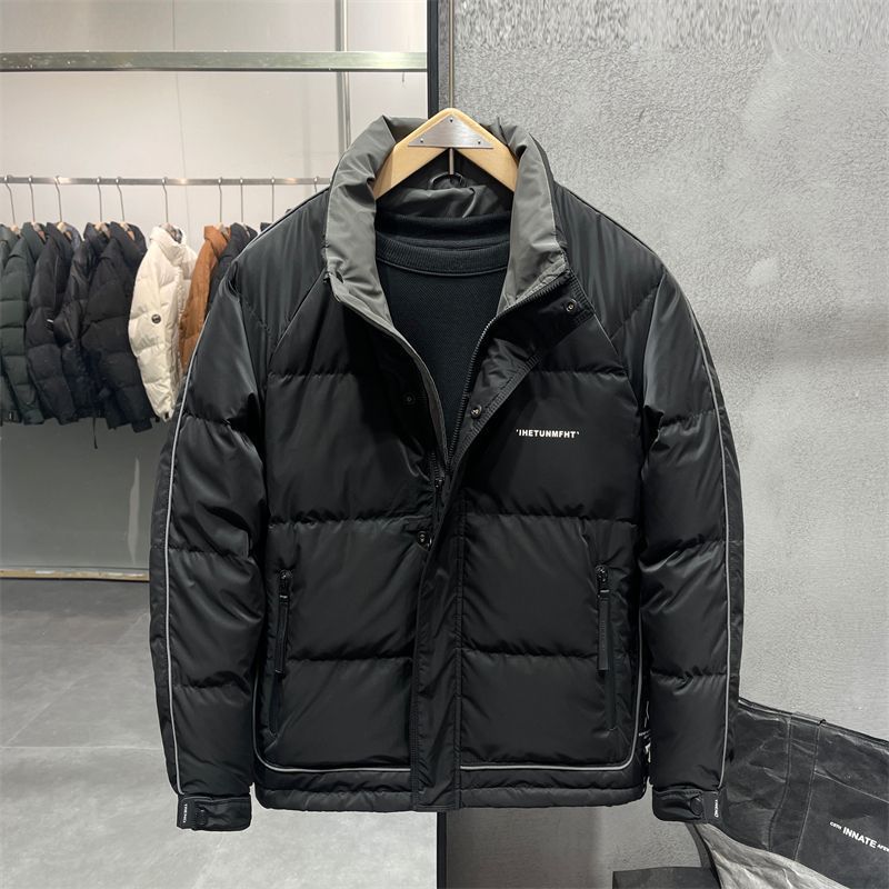 Men's Quilted Winter Jacket with High Collar and Practical Side Pockets Lisslune