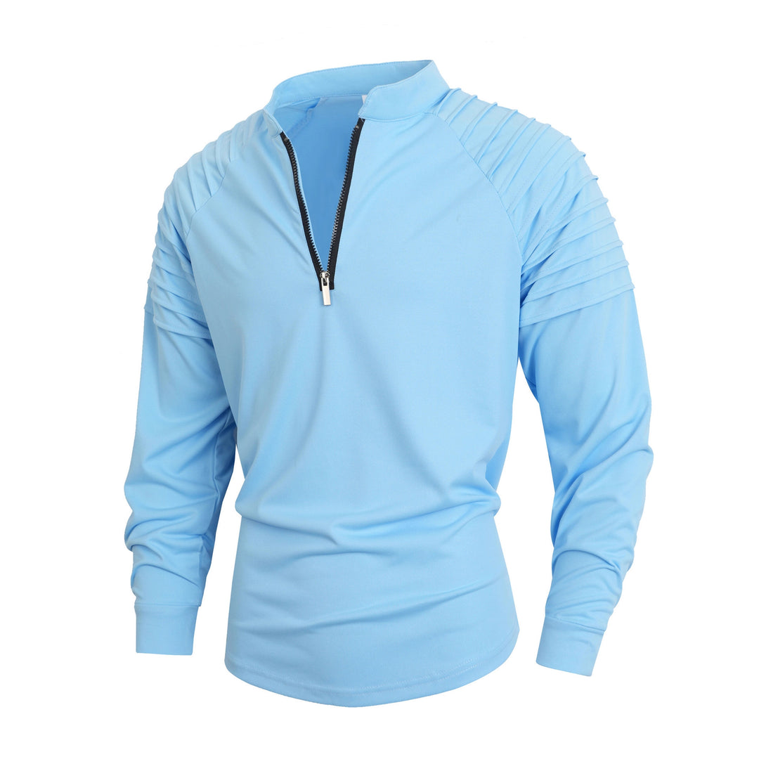 Men's modern long-sleeved sports shirt with zipper and textured design Lisslune