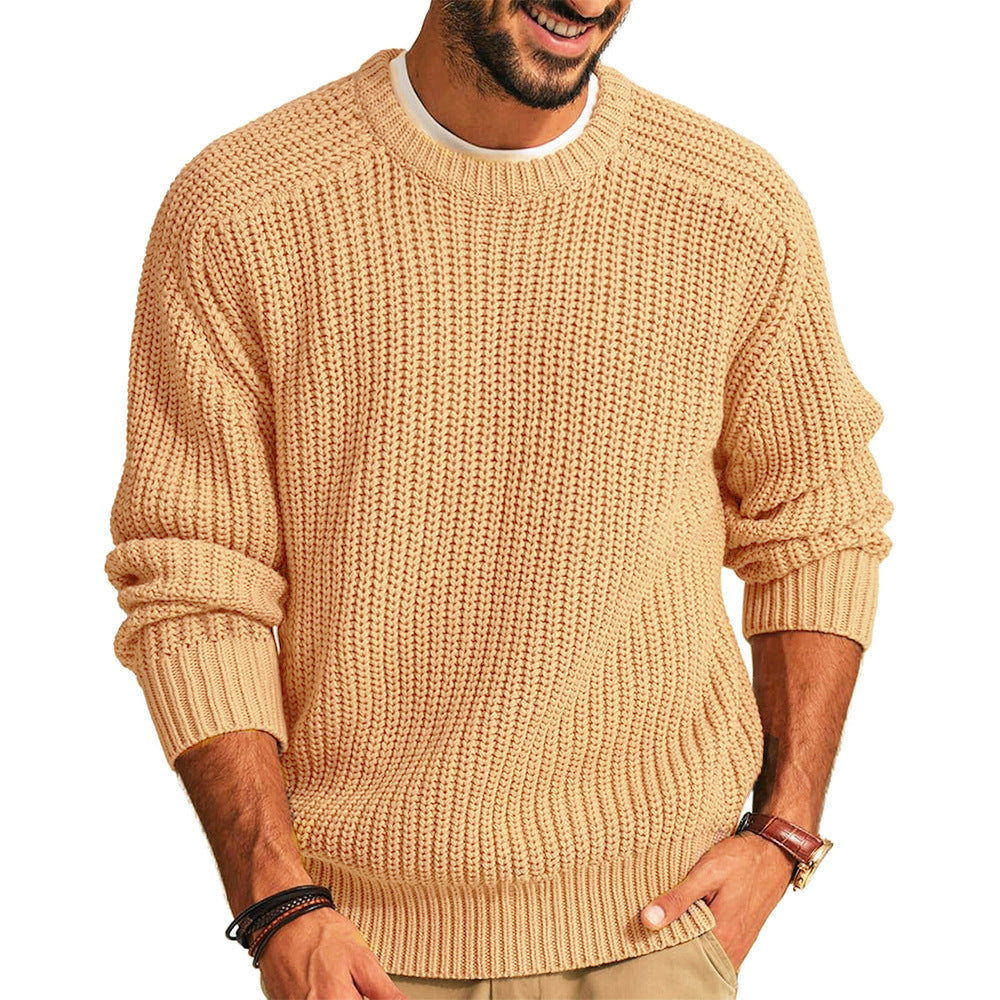 Men's chunky knit pullover with crew neckline and casual cut Lisslune