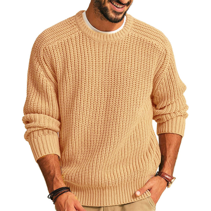 Men's chunky knit pullover with crew neckline and casual cut Lisslune