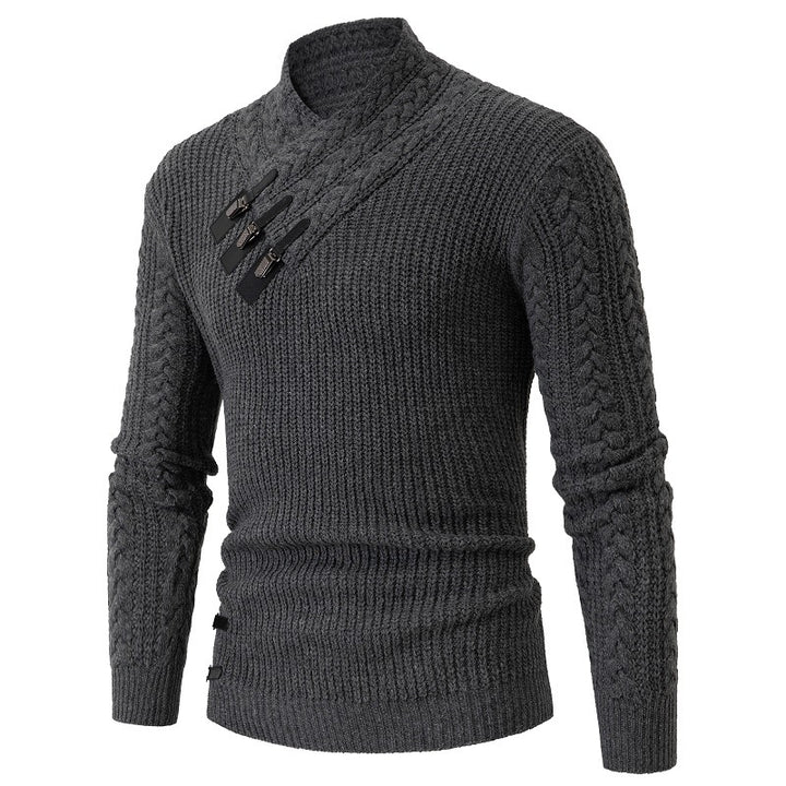 Men's knit sweater with elegant shawl collar and cable pattern Lisslune