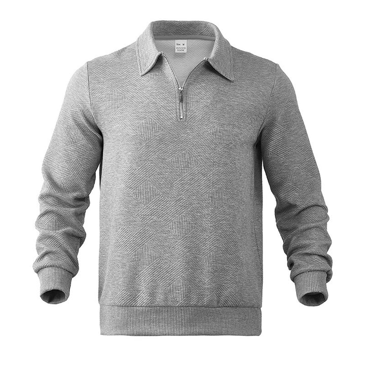 Men's Sporty Sweater with Zipper and Textured Design Lisslune