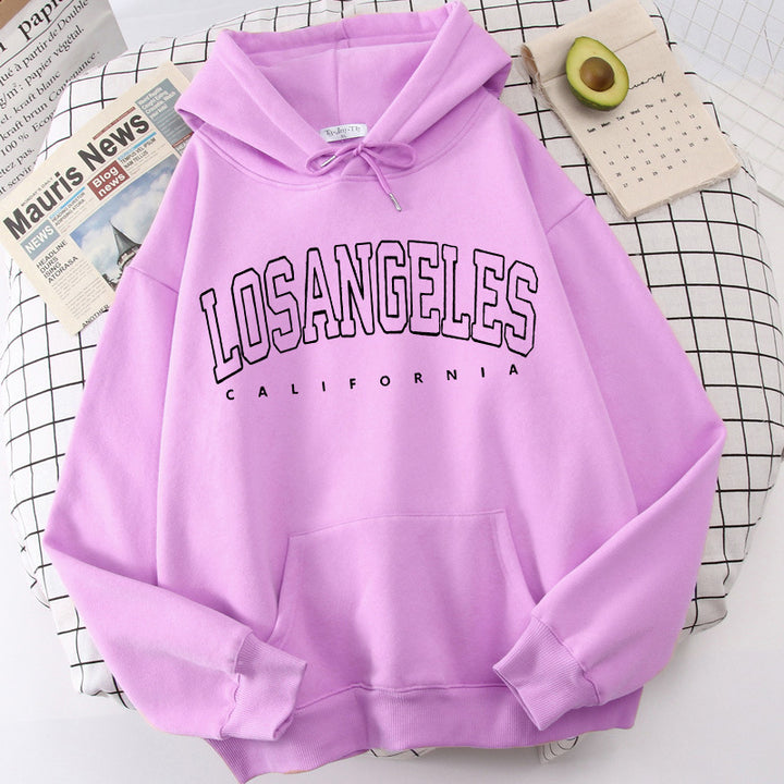 Women's hoodie with modern Los Angeles print and loose fit Lisslune