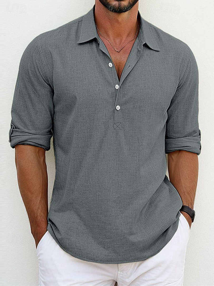 Men's casual long-sleeve shirt with button placket and modern cut Lisslune