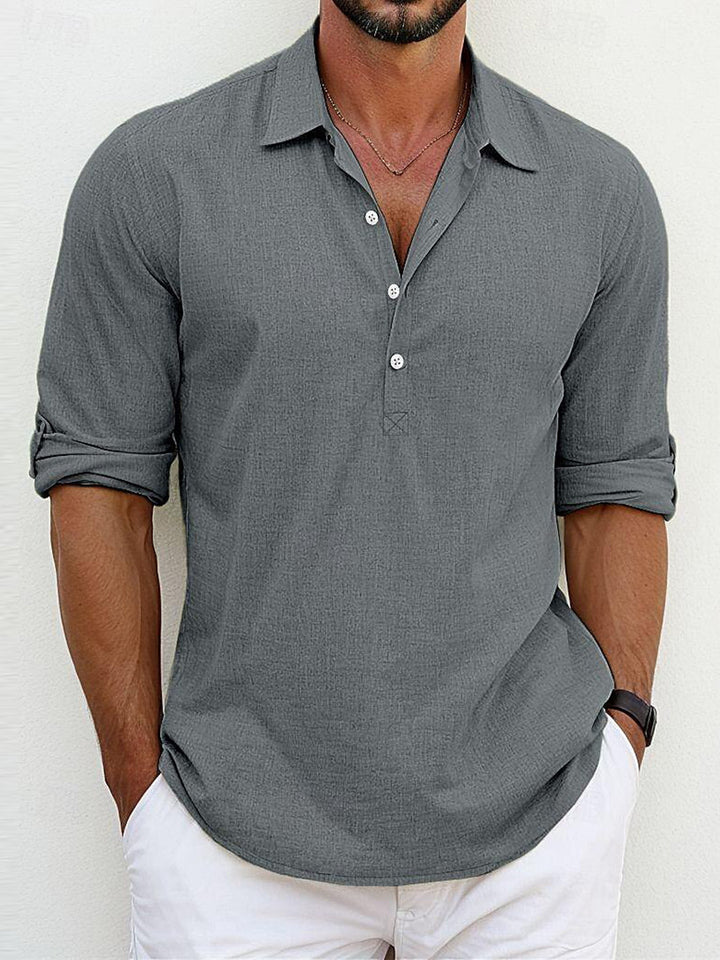 Men's casual long-sleeve shirt with button placket and modern cut Lisslune