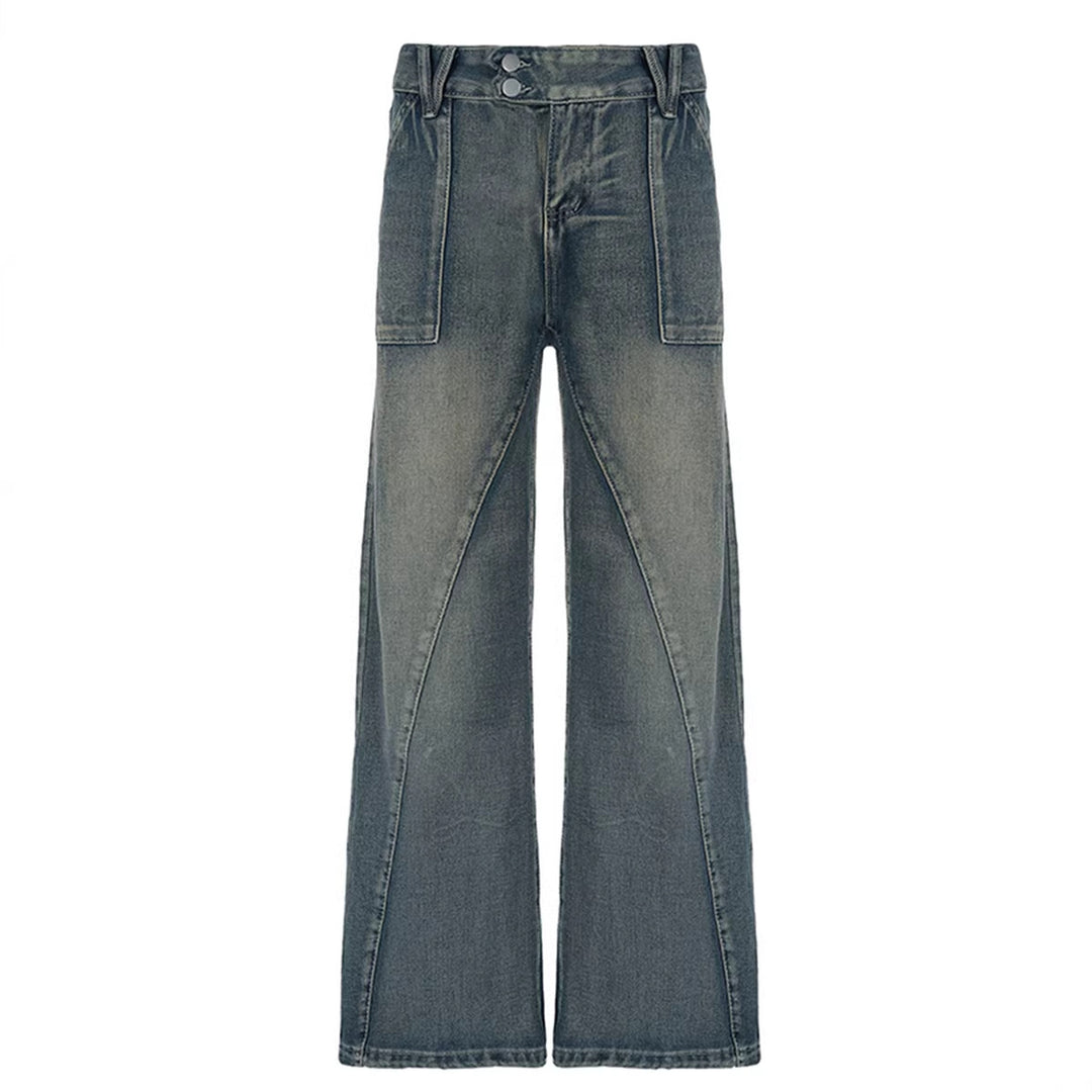 Damen weite Jeans mit lässigem Schnitt und einzigartigem Design Lisslune