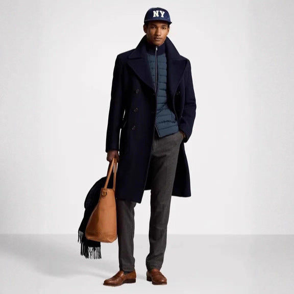 Men's Elegant Wool Coat with Modern Cut and High-Quality Details Lisslune