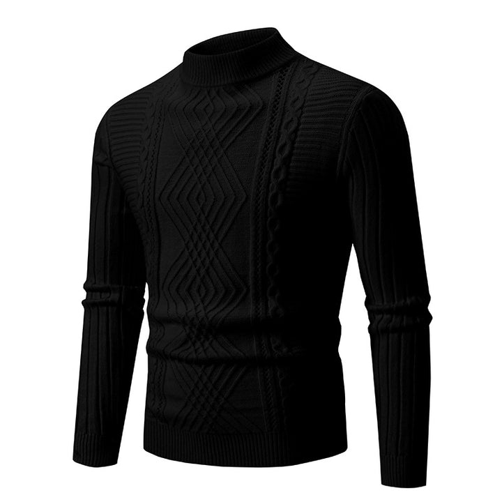 Men's turtleneck sweater made of high-quality cotton with structured cable pattern Lisslune
