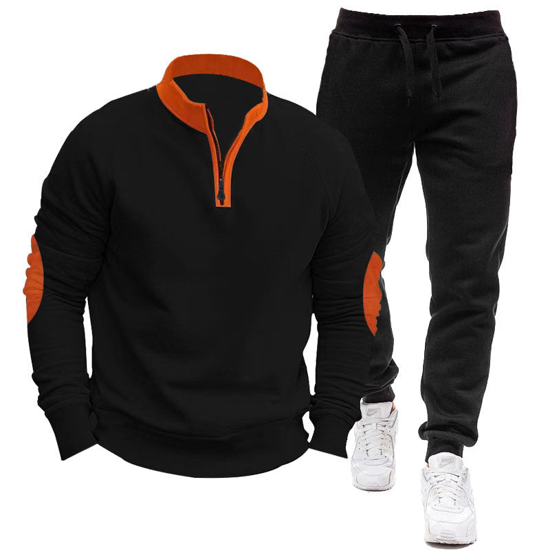 Men's sporty hoodie and jogging suit set with contrasting sleeve accents Lisslune