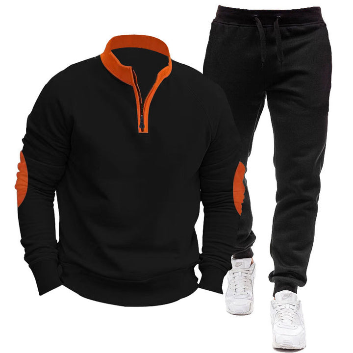 Men's sporty hoodie and jogging suit set with contrasting sleeve accents Lisslune