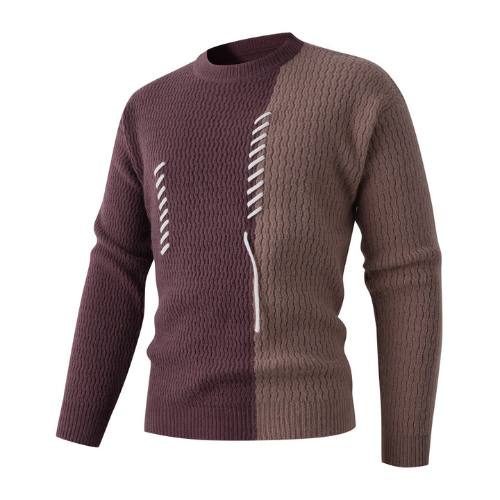 Men's knitted sweater with modern cable pattern and contrasting details Lisslune