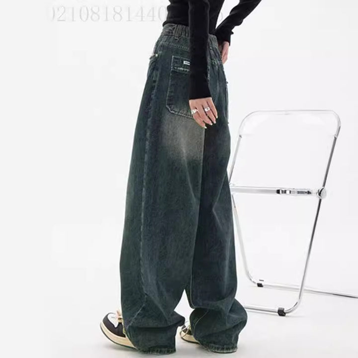 Damen weite High-Waist Jeans Lisslune