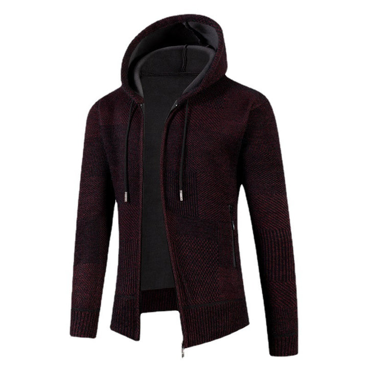 Men's cardigan with padded hood and modern waffle pattern Lisslune