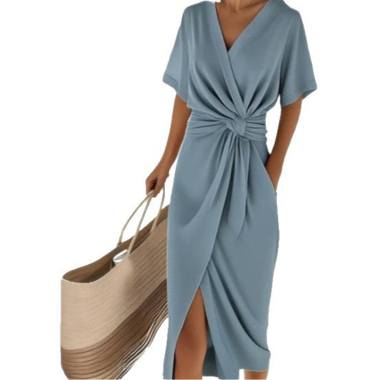 Ladies wrap dress with elegant draping and side slit Lisslune