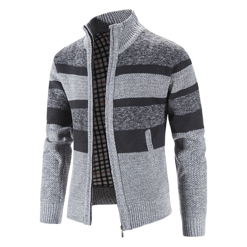 Men's fashionable cardigan with stand-up collar and zipper Lisslune