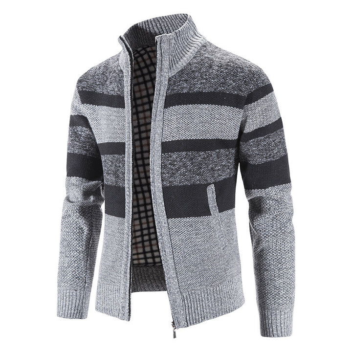 Men's fashionable cardigan with stand-up collar and zipper Lisslune