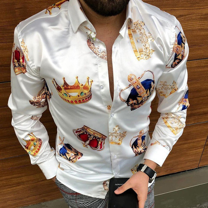 Men's silk shirt with royal motif Lisslune