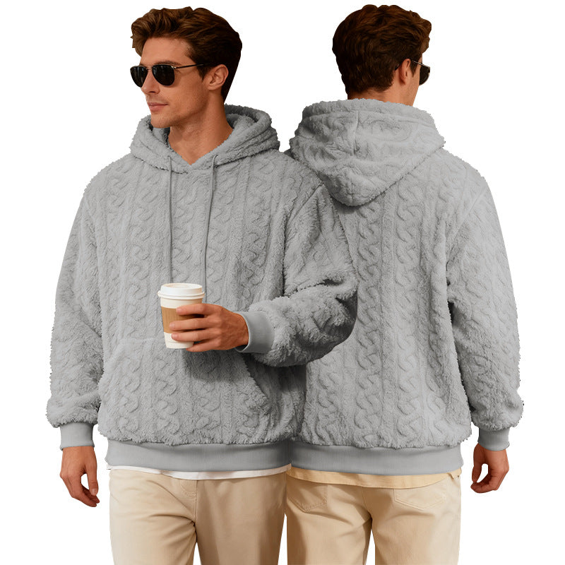 Men's Cozy Hoodie with Textured Fleece Lisslune