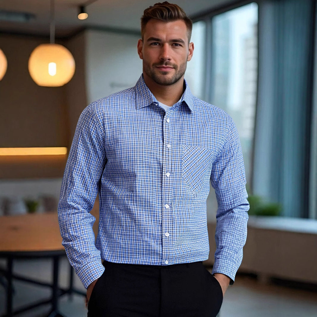 Men's checked business shirt in slim fit cut Lisslune