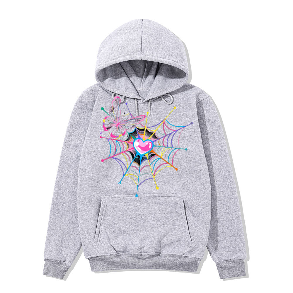 Women's hoodie sweatshirt with creative butterfly and spider web design Lisslune