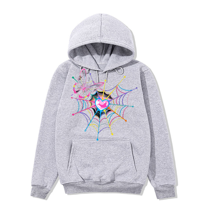 Women's hoodie sweatshirt with creative butterfly and spider web design Lisslune