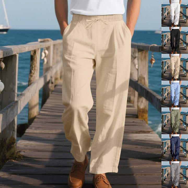 Men's comfortable beach pants with elastic waistband and adjustable drawstring Lisslune