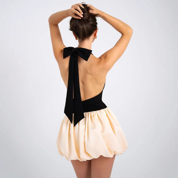 Ladies Playful fitted dress in halter neck style with gathered skirt Lisslune