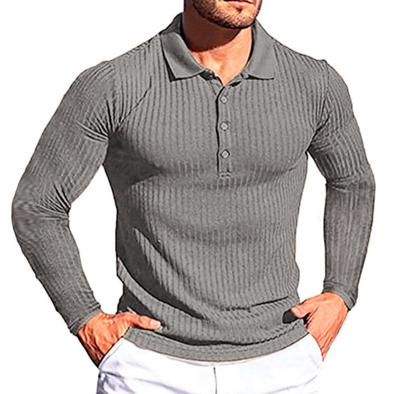 Men's elegant long-sleeved polo shirt in structured design Lisslune
