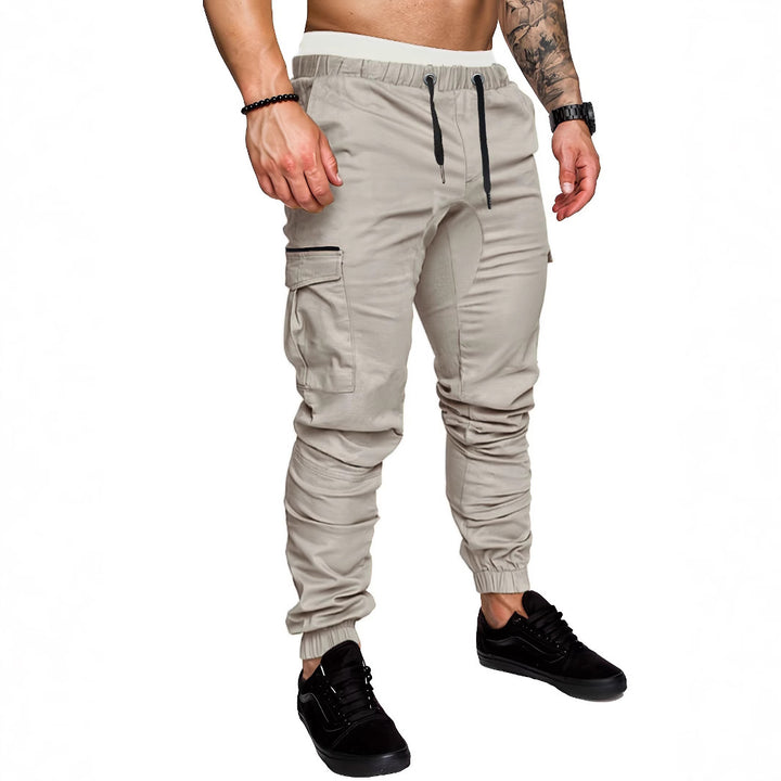 Men's Stylish Cargo Pants with Elastic Waistband and Practical Pockets Lisslune