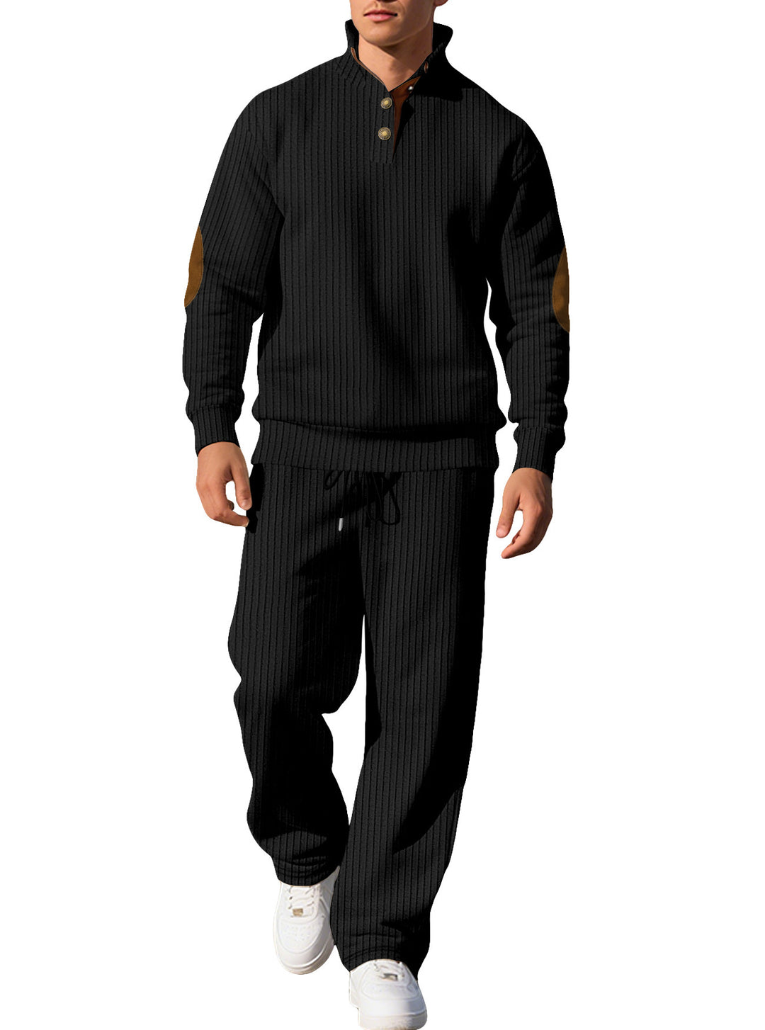 Men's sporty sweatshirt with innovative button placket design and fashionable accents Lisslune
