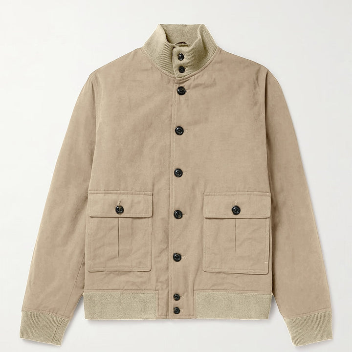 Men's fashionable transitional jacket with high collar and patch pockets Lisslune