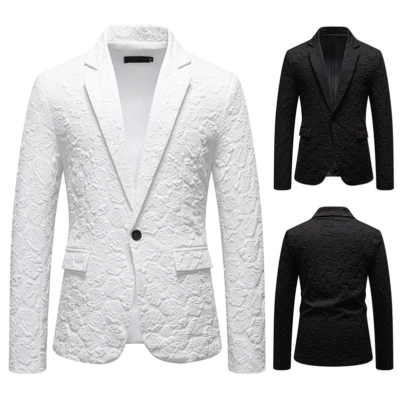 Men's Elegant Blazer with Textured Floral Pattern Lisslune
