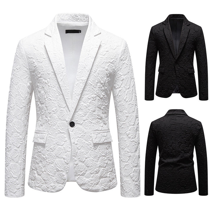 Men's Elegant Blazer with Textured Floral Pattern Lisslune