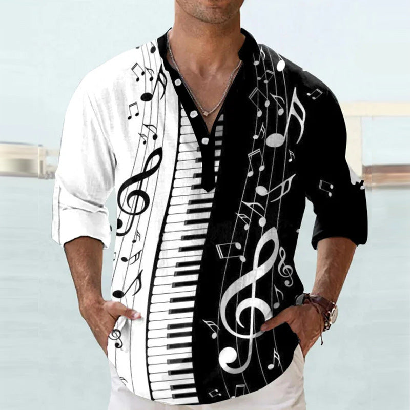 Men's linen shirt with unique feather design and button-down collar Lisslune