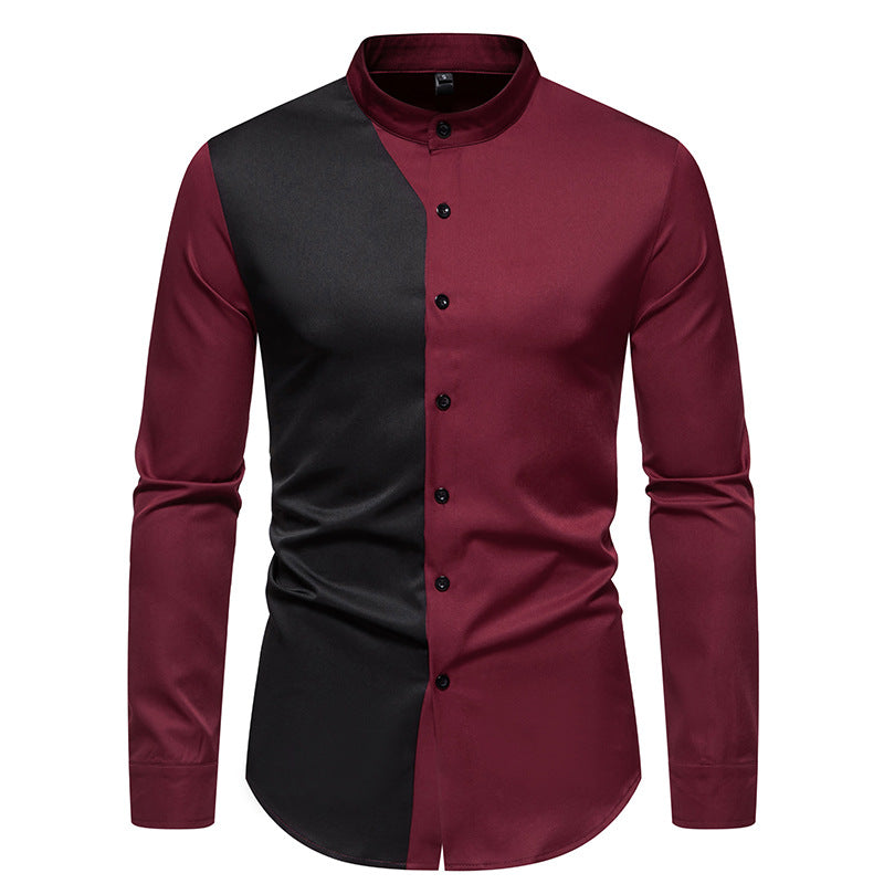 Men's long-sleeve shirt with modern color block design Lisslune