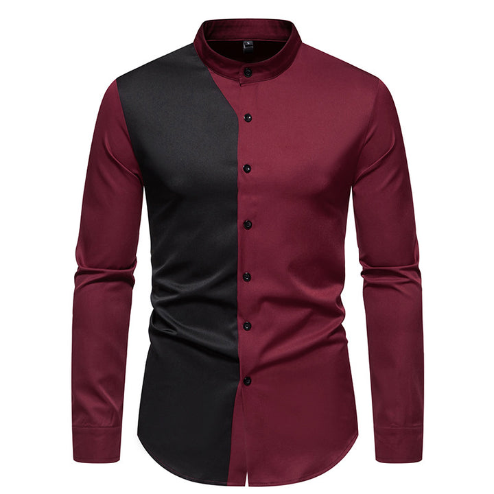 Men's long-sleeve shirt with modern color block design Lisslune