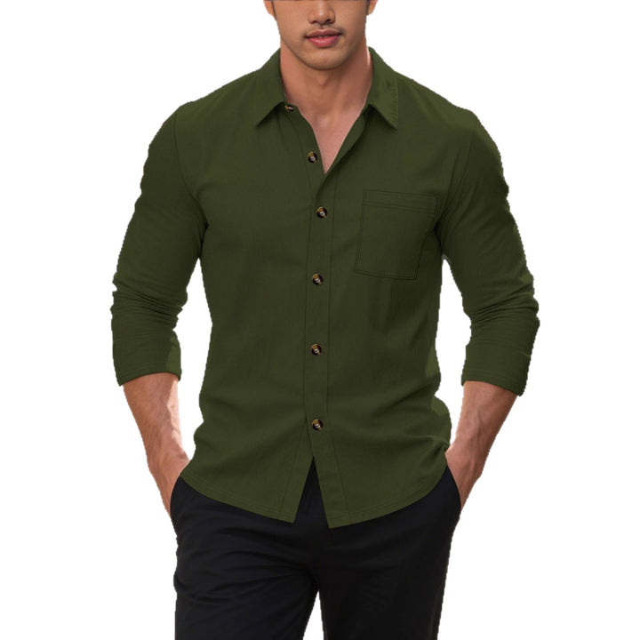 Men's long-sleeve shirt with textured design and practical chest pockets Lisslune