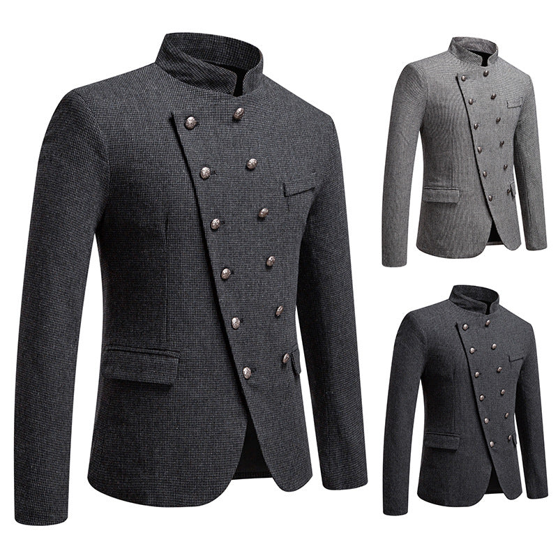 Men's double-breasted blazer with modern check pattern Lisslune