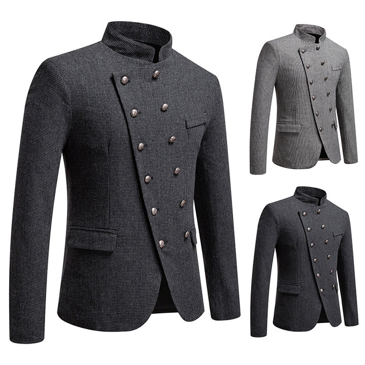 Men's double-breasted blazer with modern check pattern Lisslune
