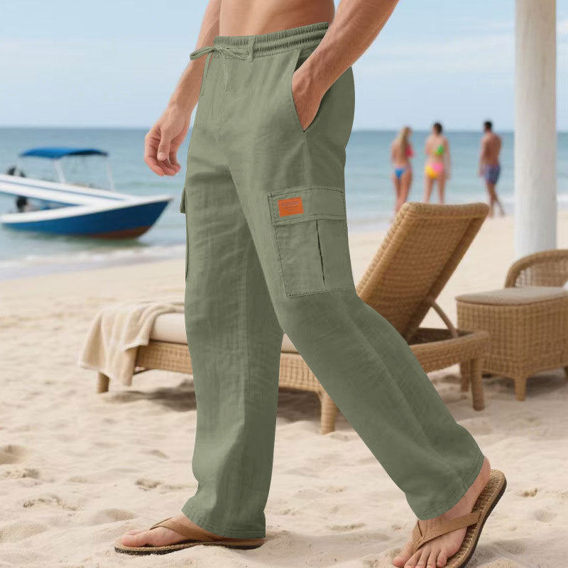Men's cargo pants with elastic waistband and side pockets Lisslune