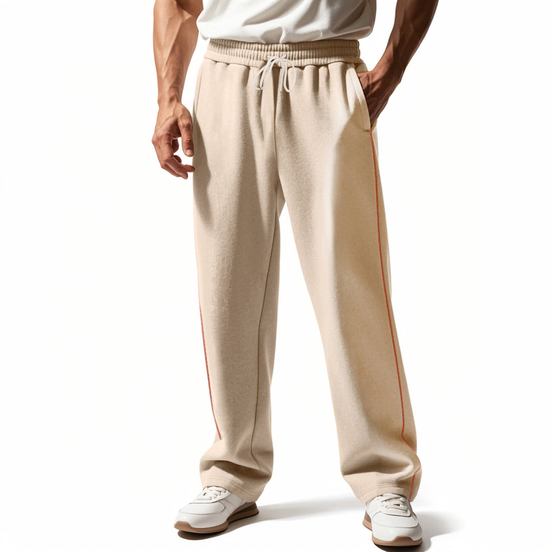 Men's sporty leisure pants with side contrast seams and drawstring Lisslune