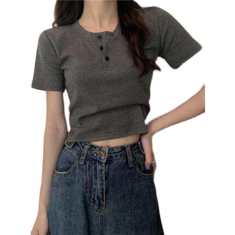 Women's Short Sleeve Henley Shirt Lisslune